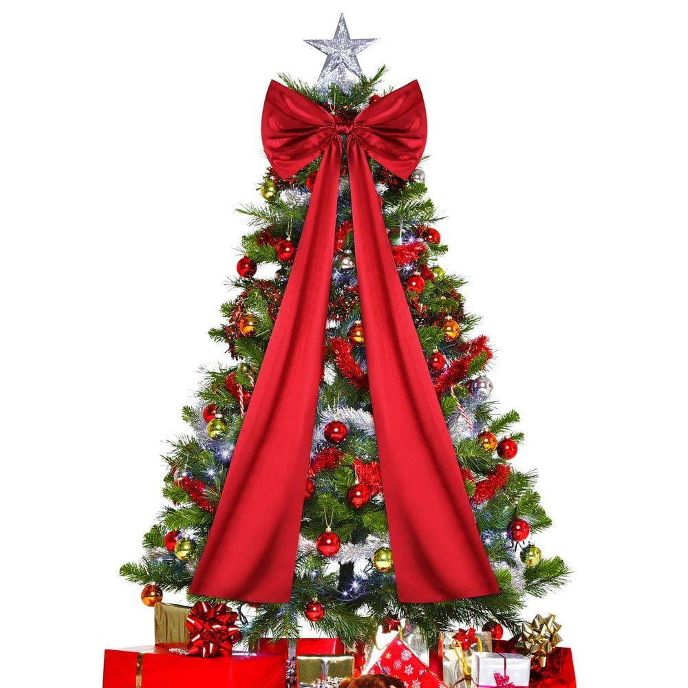 Laço de cobertura de árvore de Natal NEDROMYM Satin 120 cm vermelho