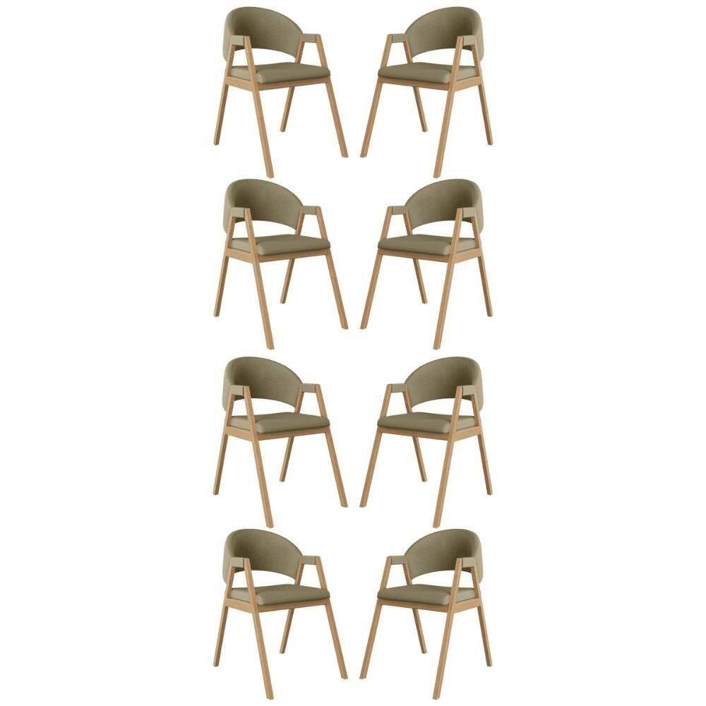 Kit 8 Cadeiras Suellen Luxo Reforçada Mesa De Jantar Linho Bege