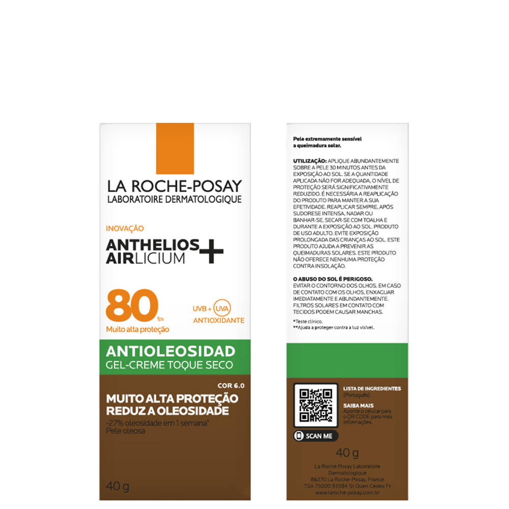 La Roche-Posay Anthelios Airlicium FPS80 Cor 6.0 - Protetor Solar com Cor 40g