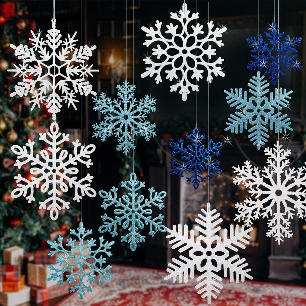 Enfeites de flocos de neve YOTNUS Large 12 peças para árvore de Natal