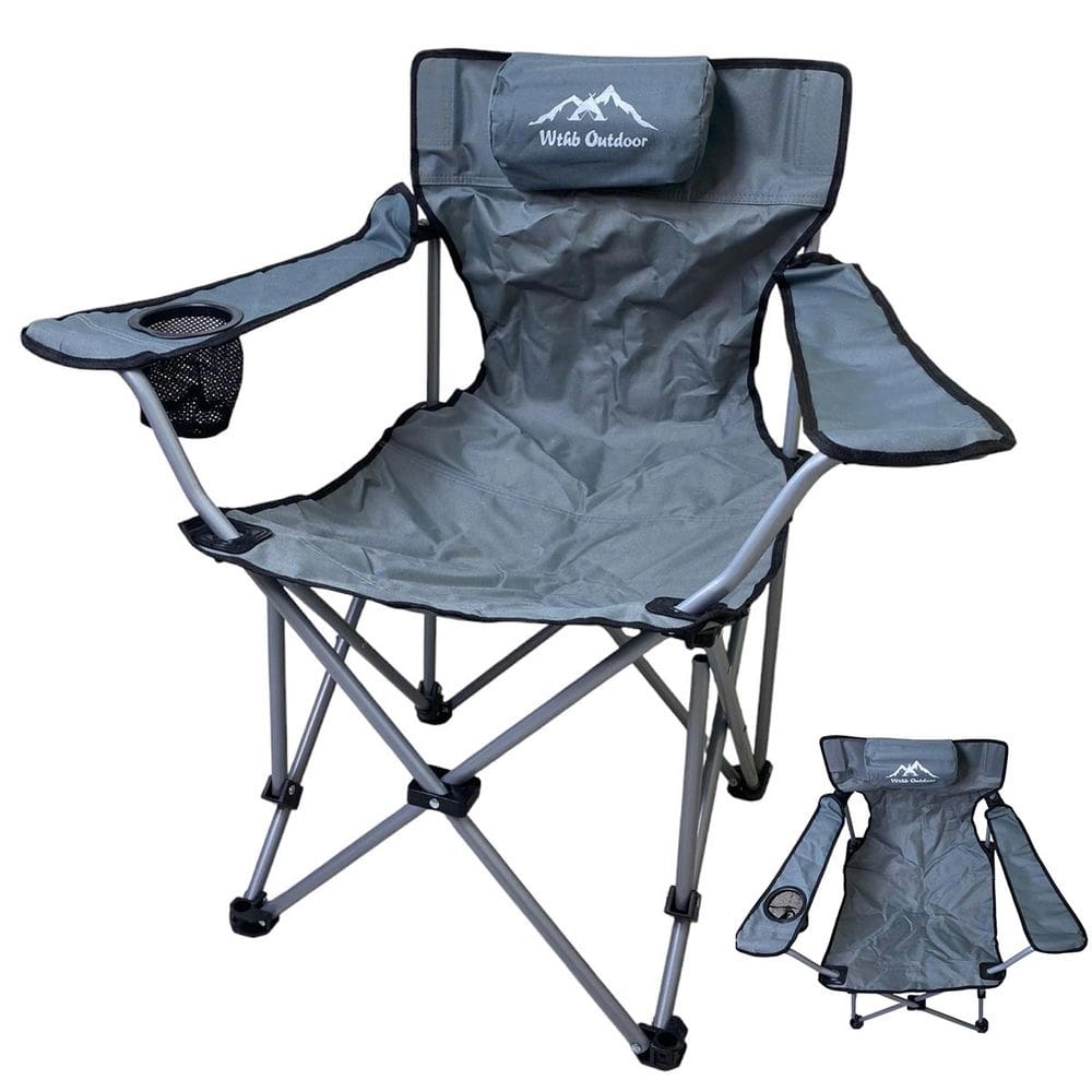 Cadeira de Camping Dobravel Retratil Apoio Braço Porta Copo Bolsa de Transporte Lazer Passeio Viagem Jardim Quintal Verao Praia Piscina
