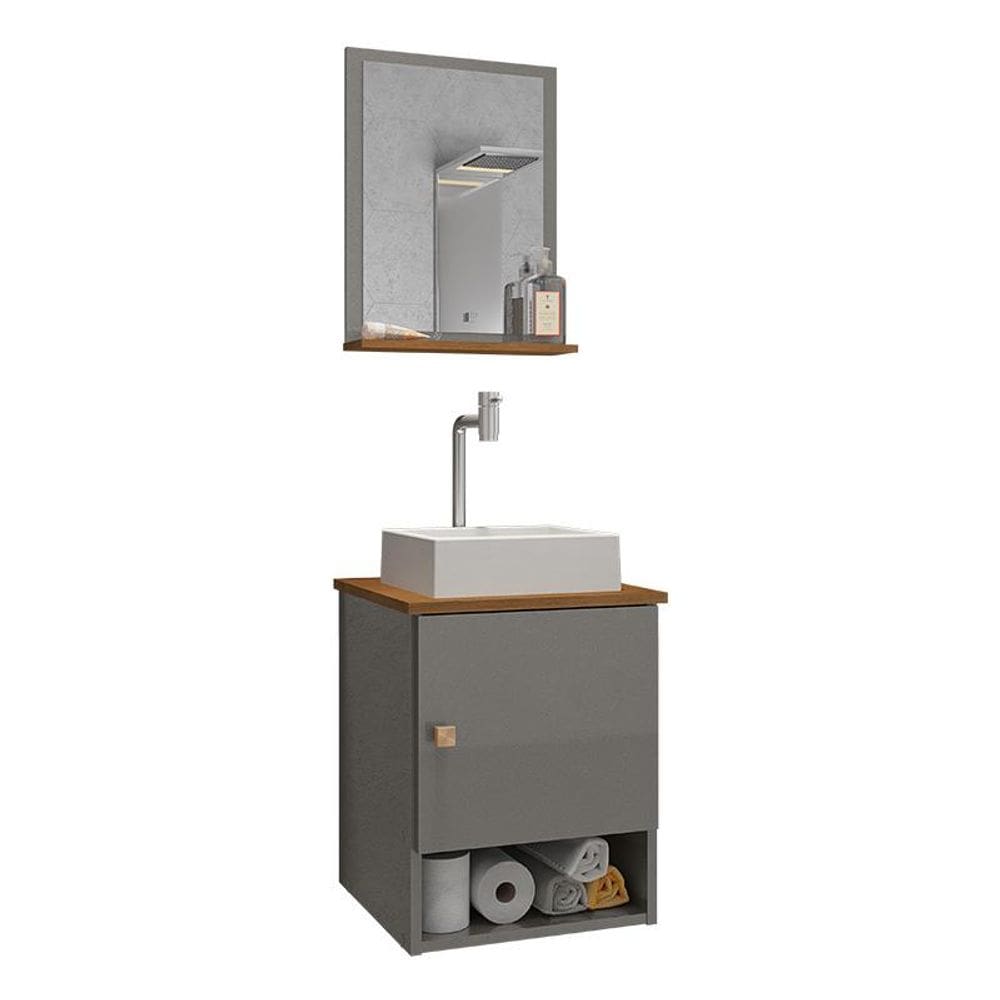 Gabinete Arm Banheiro Lima 1 Porta com Cuba Tulipa Branca