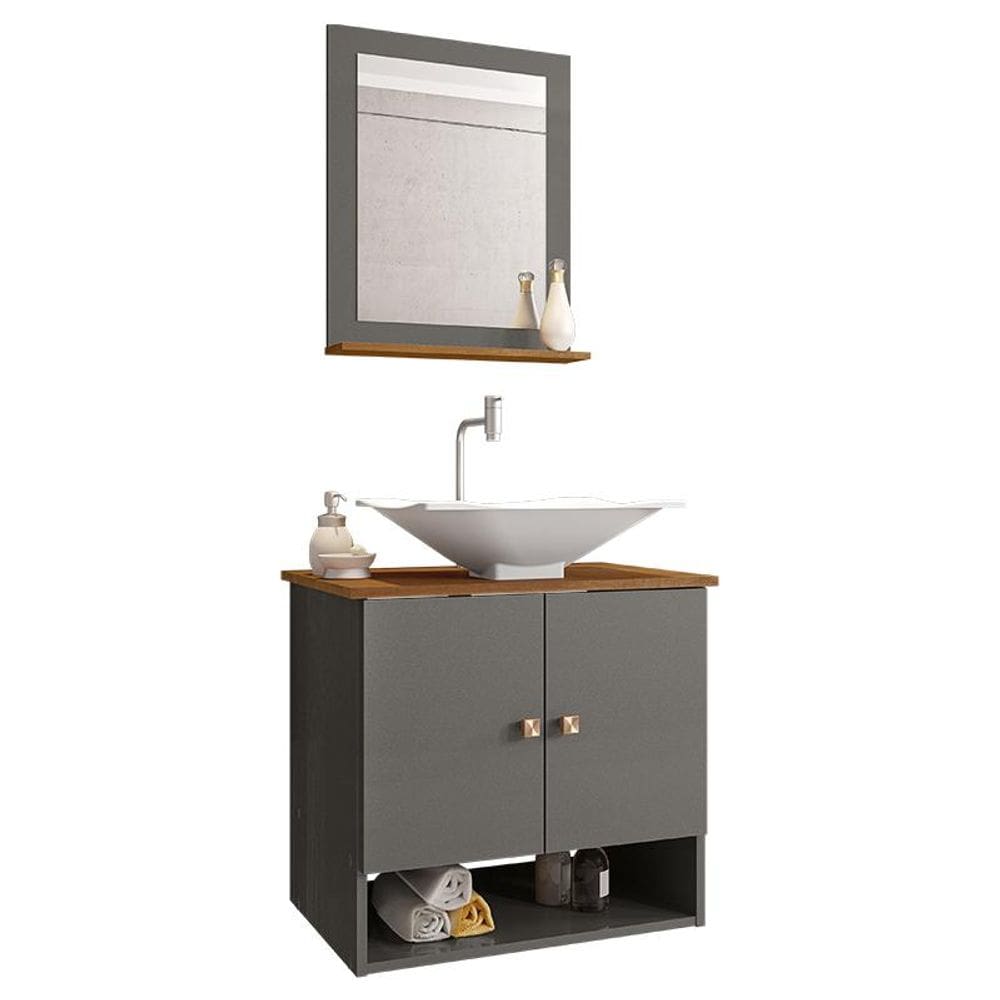 Gabinete Banheiro Deli Concava Bco Torneira Valv Click Inox