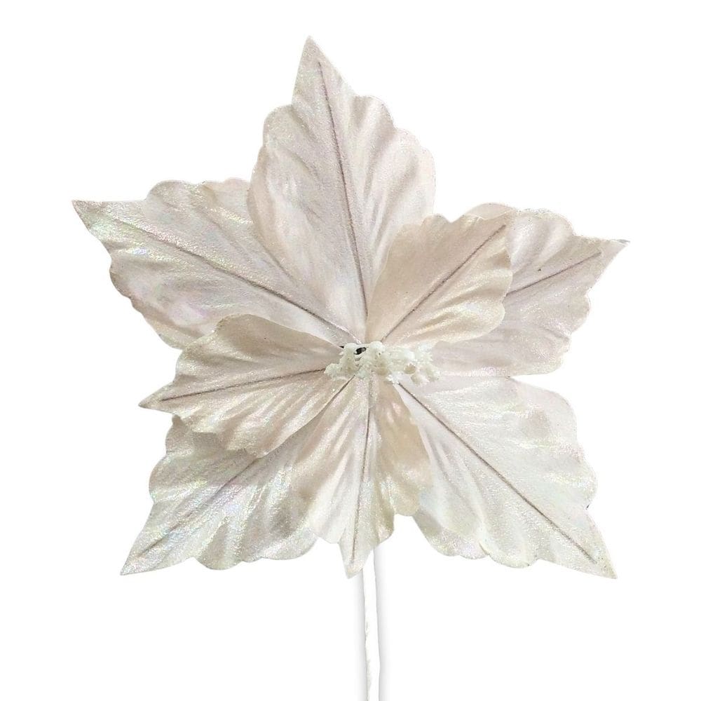 Flor Decorativa Poinsetia Champanhe - 1 Unidade