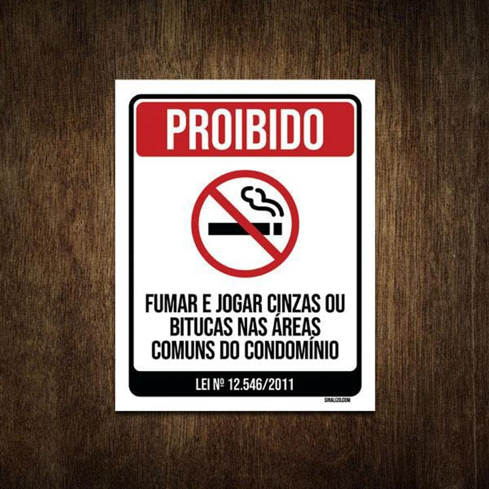 Placa De Sinalização - Proibido Fumar No Condomínio 27X35
