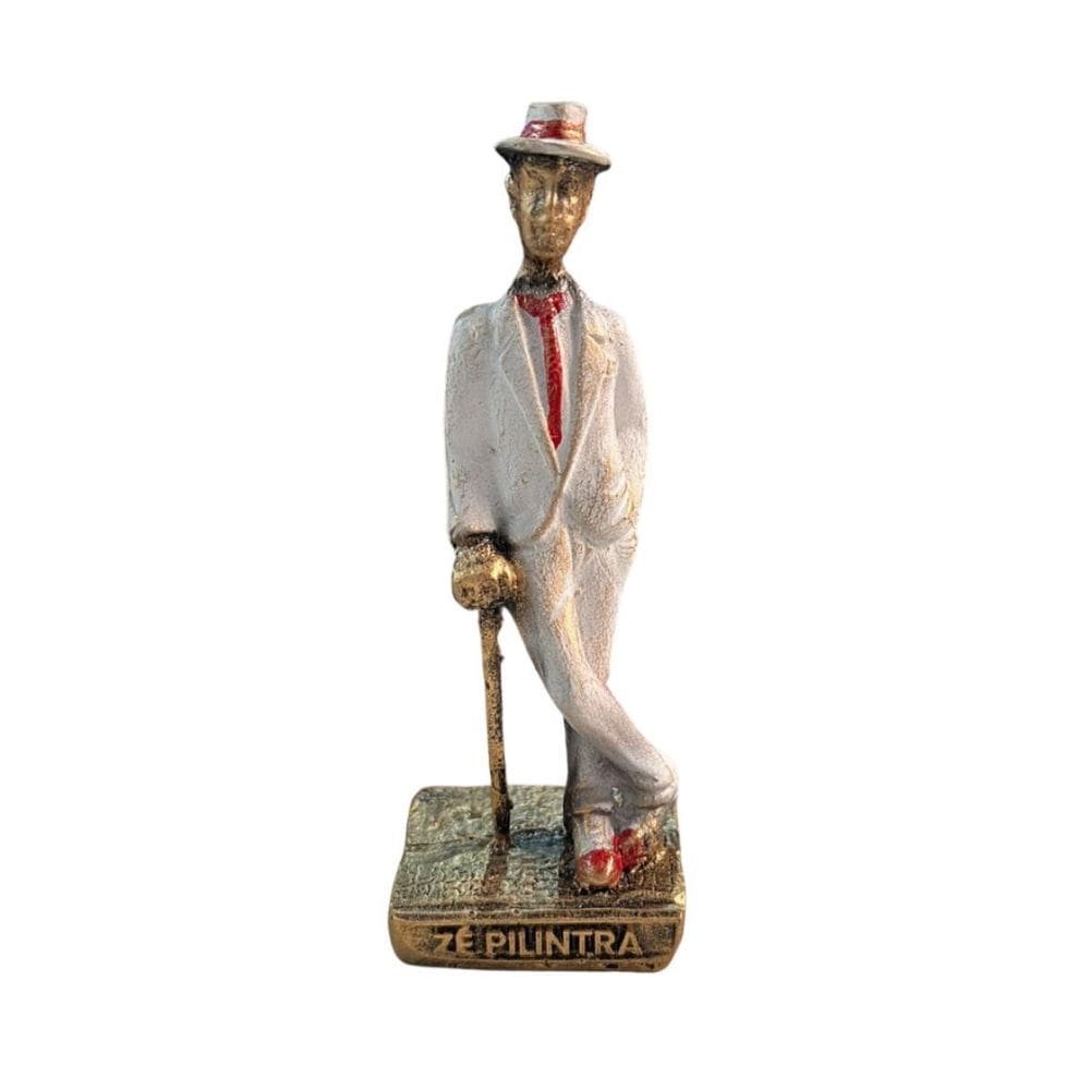 Escultura Zé Pelintra Branco Vintage Resina 11 Cm