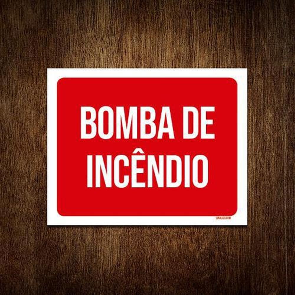 Placa Vermelha Sinalização - Bomba De Incêndio 36X46