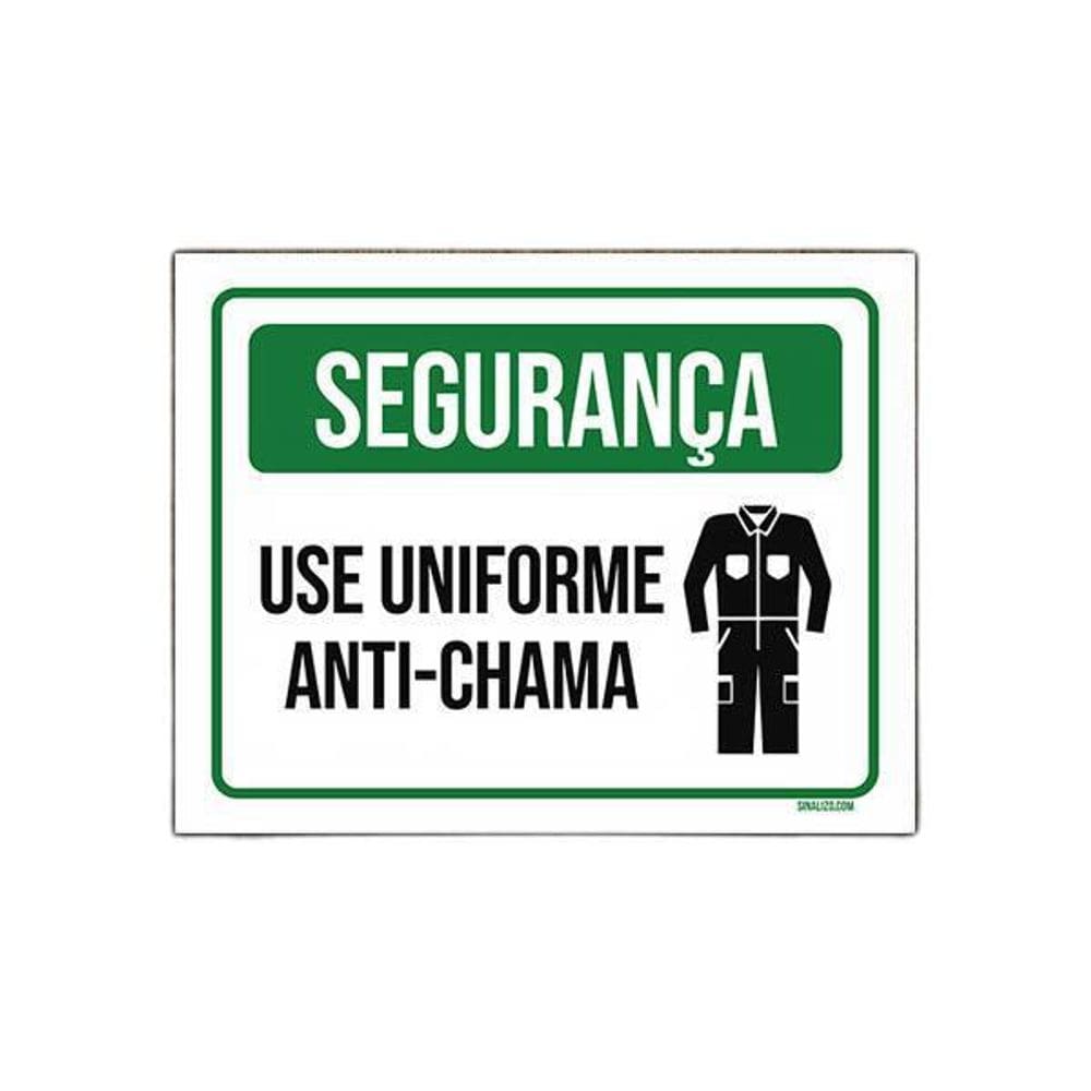 Placa De Sinalização Segurança Use Uniforme Anti-Chama 27X35