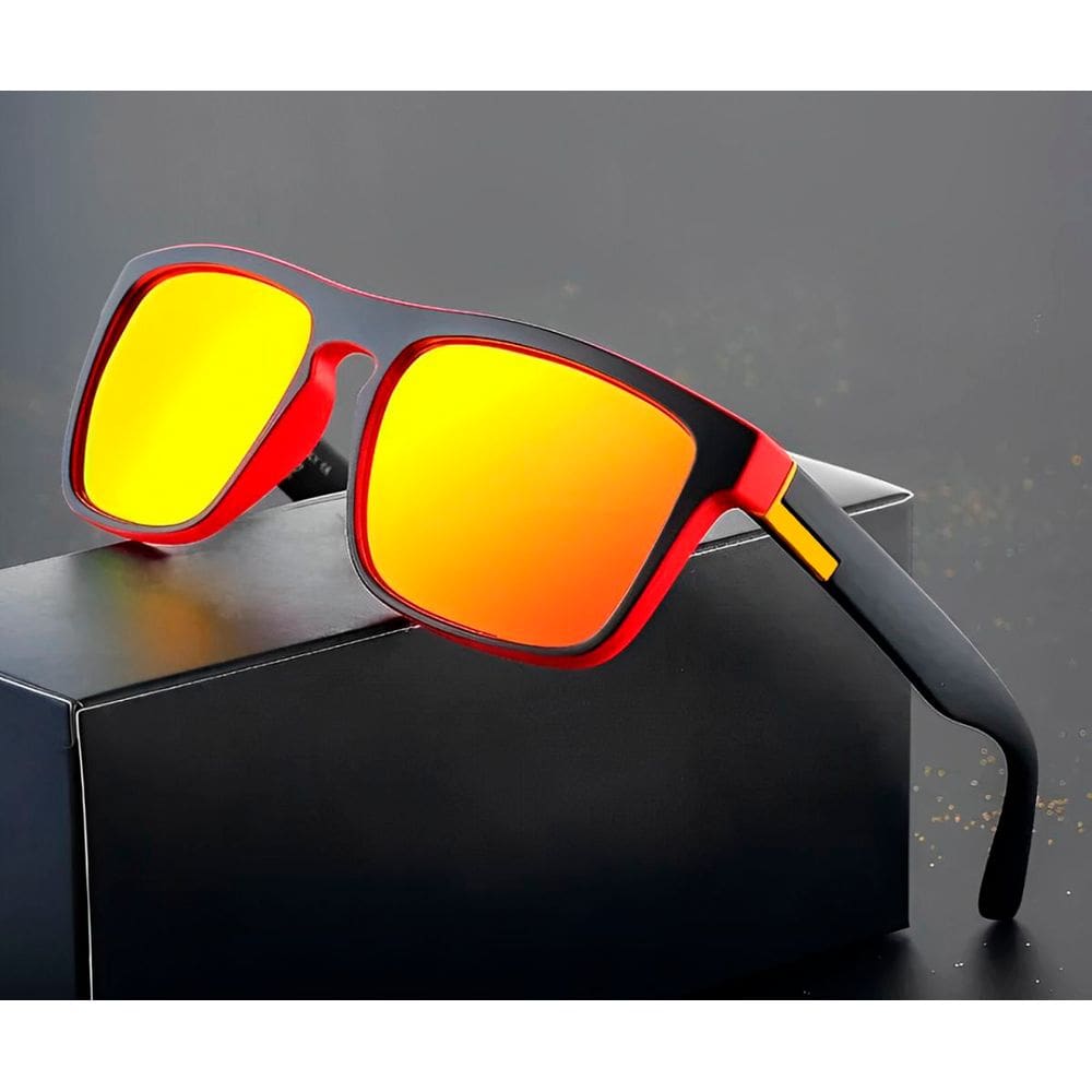 Óculos De Sol Masculino Espelhado Vermelho Com Proteção 400UV