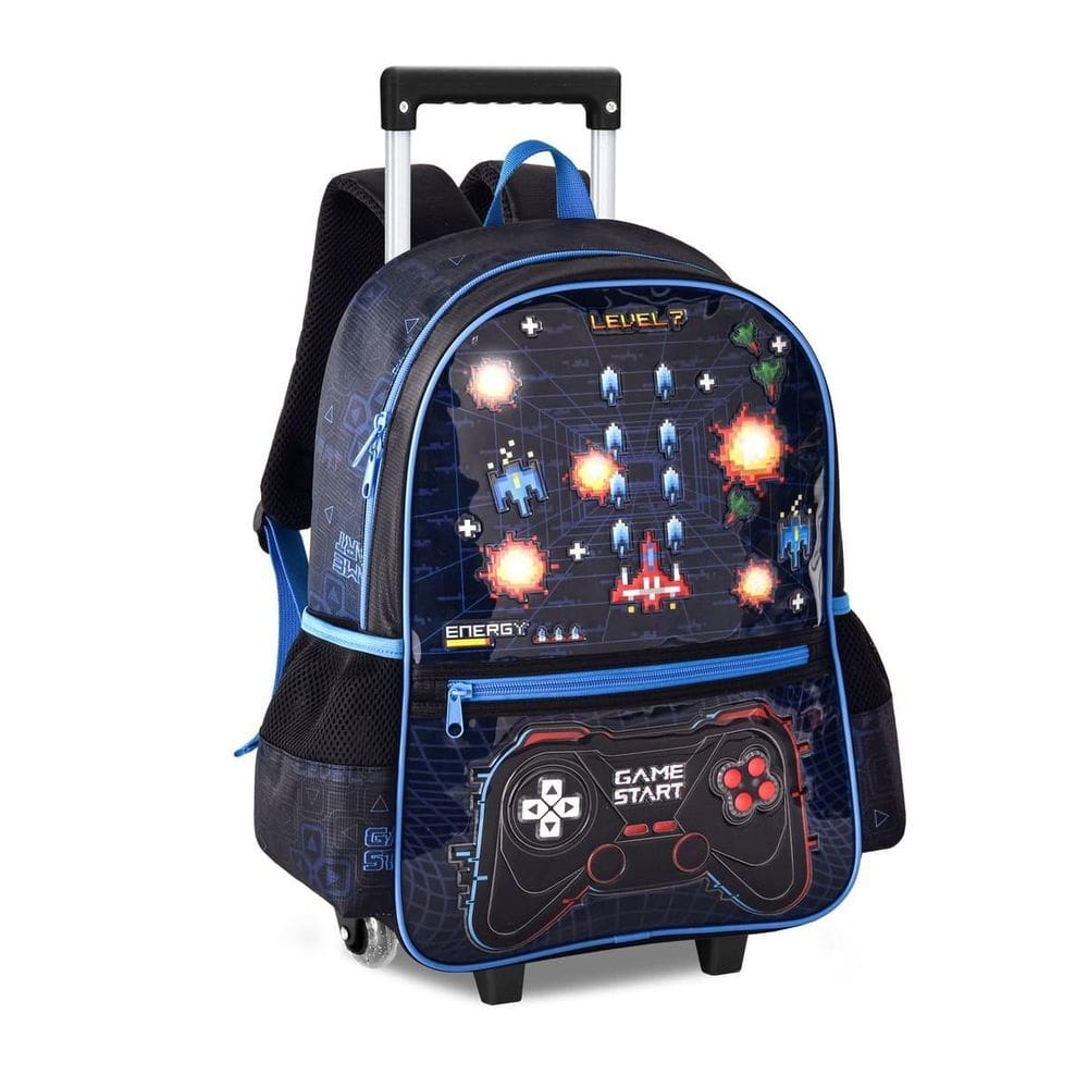 Mochila Carrinho Video Game Bolsa Escolar Masculina Gamer