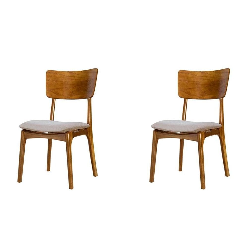 Conjunto com 2 Cadeiras Parma Gold Boucle Bege e Imbuia Natural