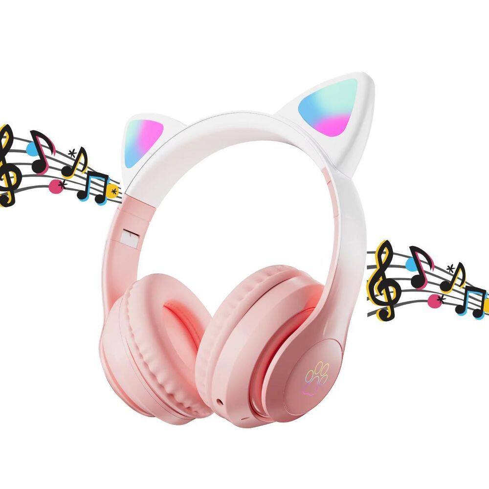 Fone Gatinho Sem Fio Led Bluetooth Infantil Orelha Gato Cat