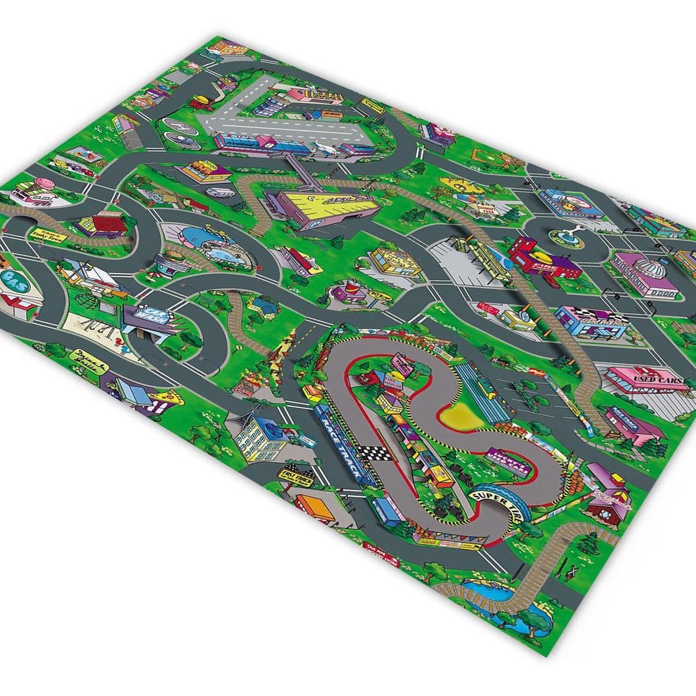 Tapete Pista Para Carrinhos Cidade Trilhos 180X120Cm