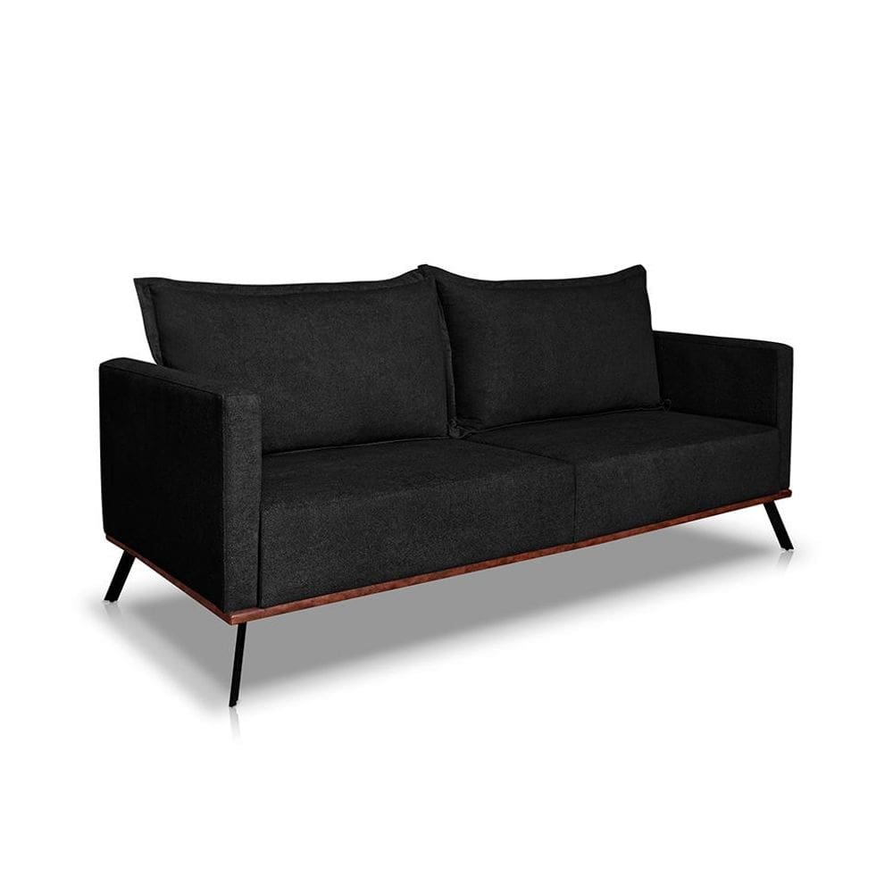 Sofá 2 Lugares Zeus Linho Bouclê Preto 160 cm