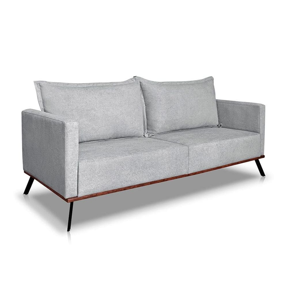 Sofá 3 Lugares Zeus Linho Bouclê Cinza Claro 220 cm