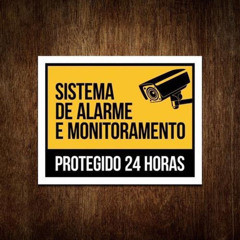Placa Sistema De Alarme E Monitoramento Protegido 24 Horas