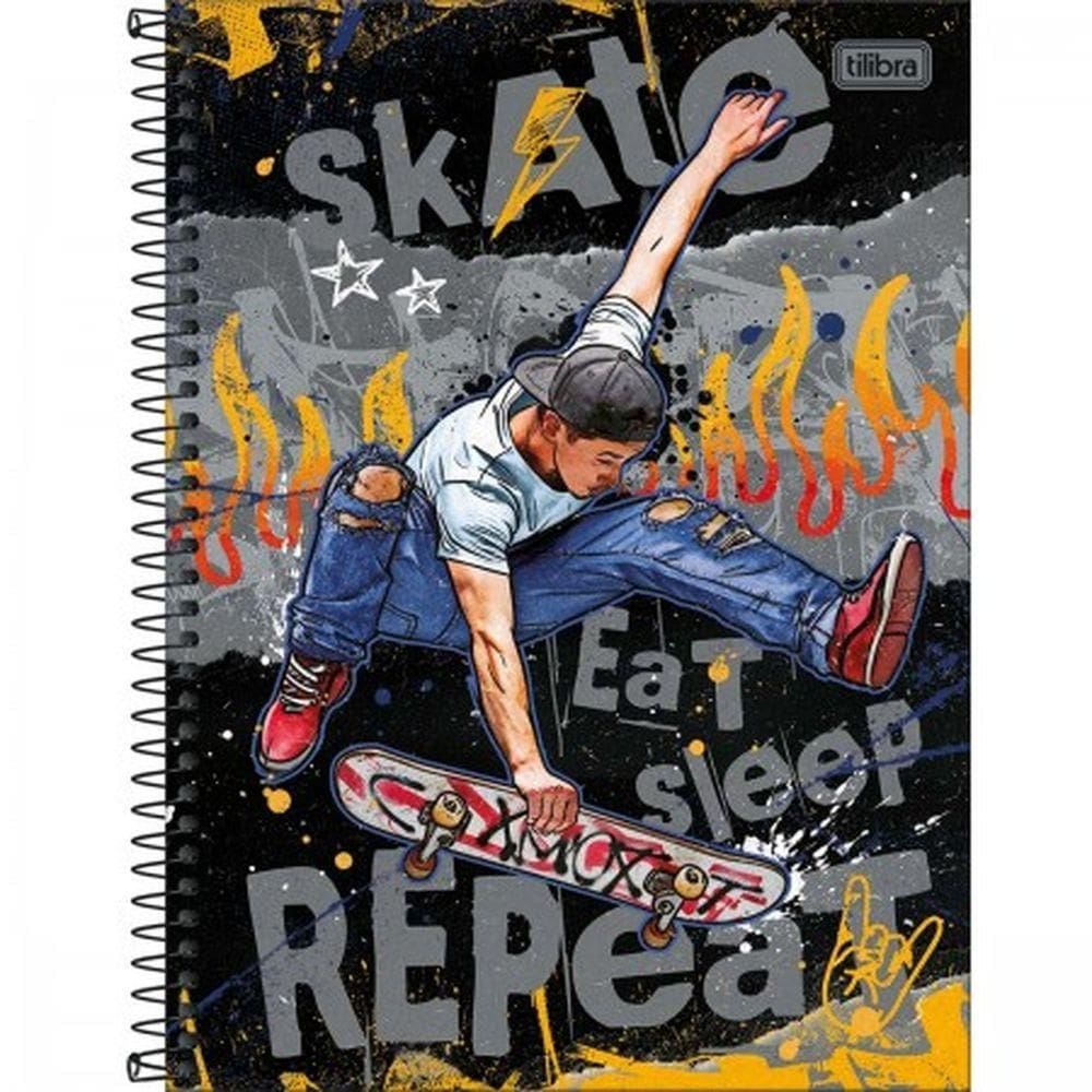 Caderno Univ. 1 Matéria 80 Folhas Do It Skate - Tilibra