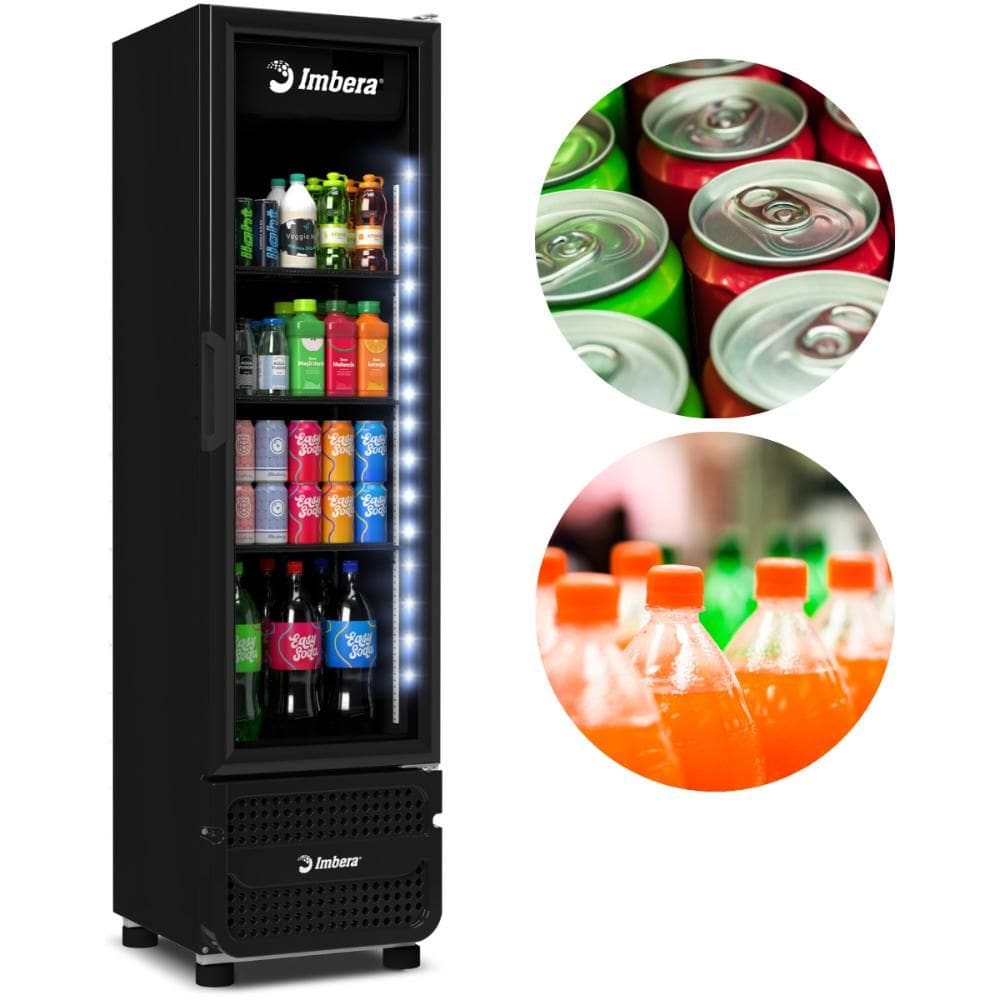 Refrigerador Expositor Vertical 244 L Inverter Porta de Vidro Com LED Full Black VR08 Inverter Imbera