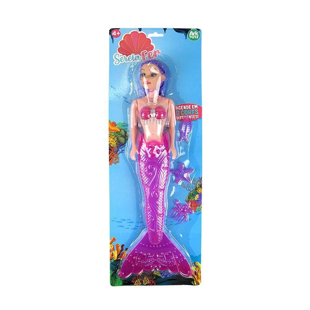 Boneca Sereia Fer Com Luz A Bateria 4 Pecas Na Cartela