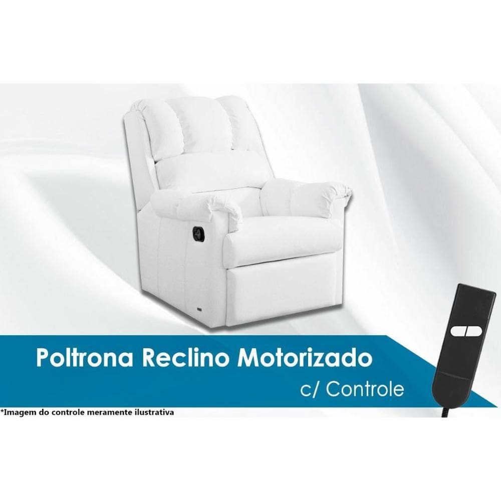 Poltrona Reclinável p/ Sala Motorizada Vermont Classic Zero Wall Courano Branco - Probel