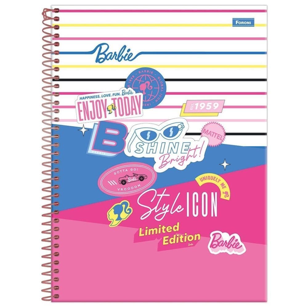 Caderno Barbie Capa Dura Espiral 1 Matéria 80 Folhas Escolar