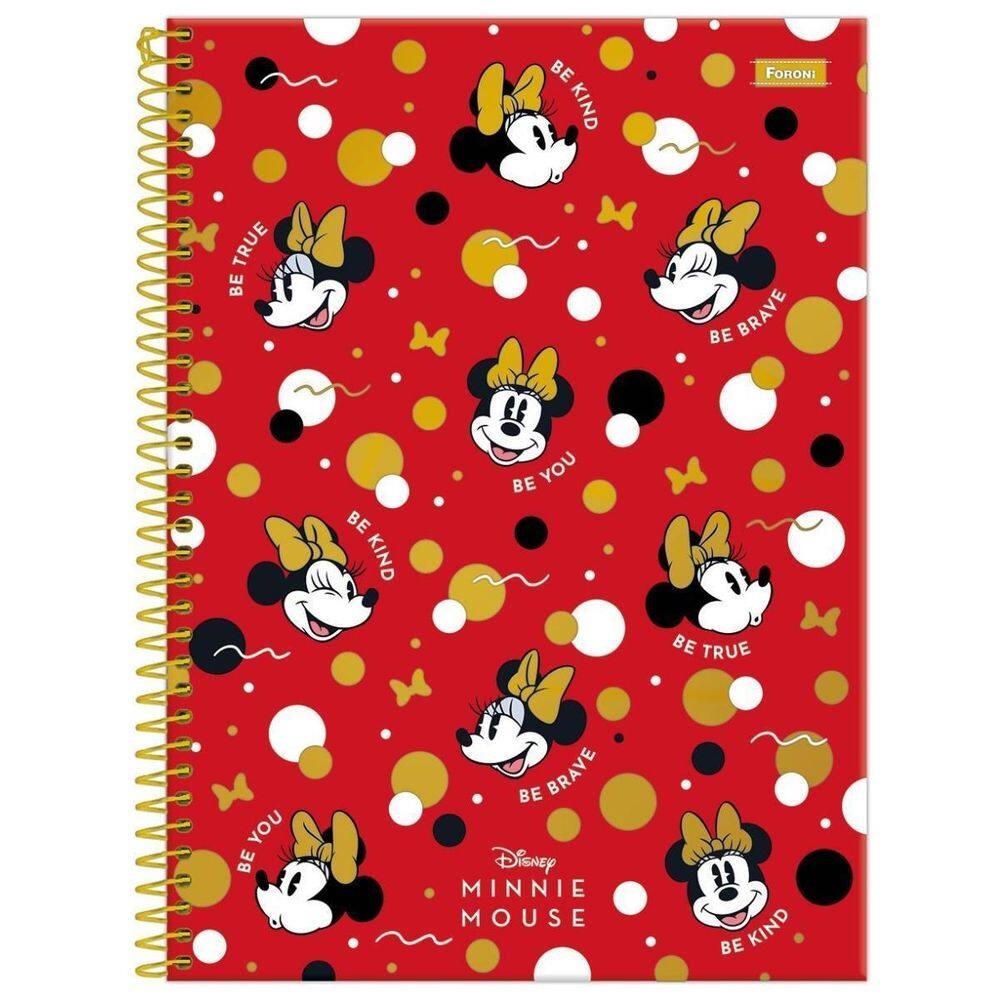 Caderno Minnie Mouse Disney Espiral 1 Matéria 80F Escolar