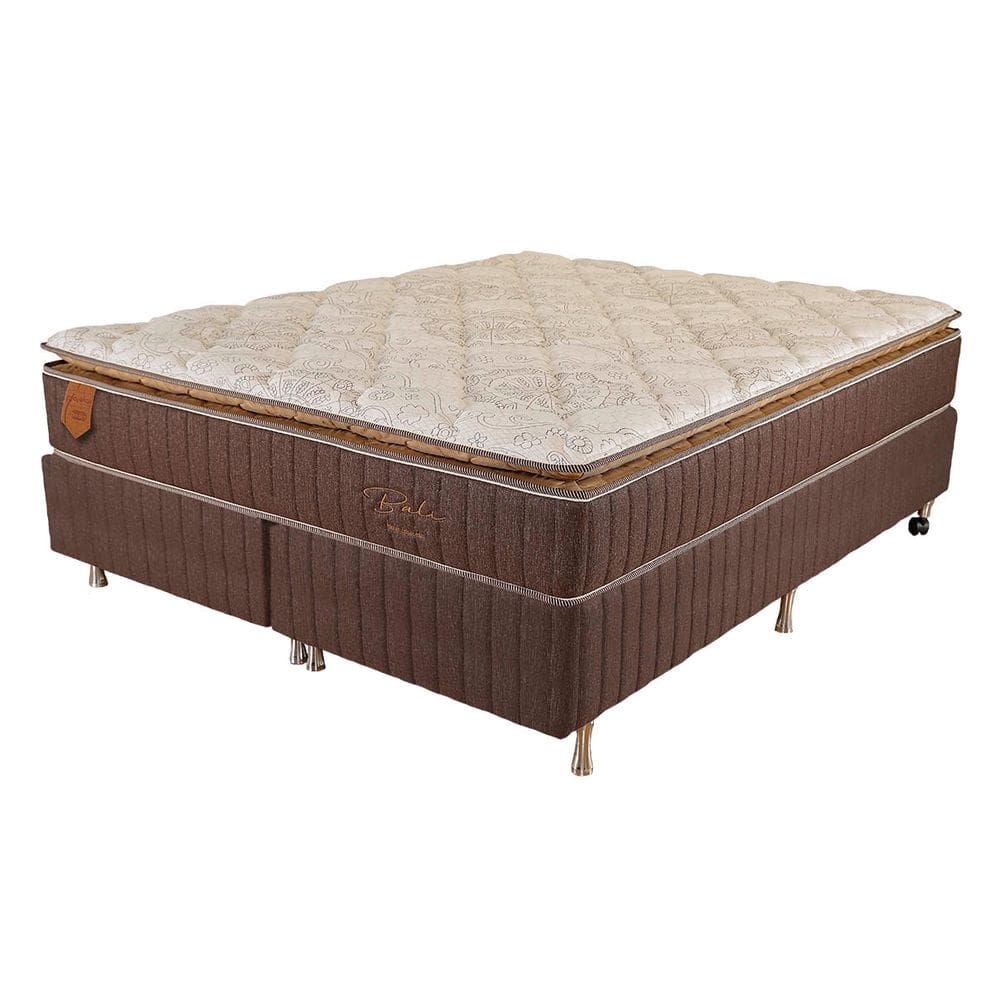 Cama Box Queen Size (Box + Colchão) 158X198X63 Bali Prorelax Molas Ensacadas Pillow Top Turn Free - Marrom