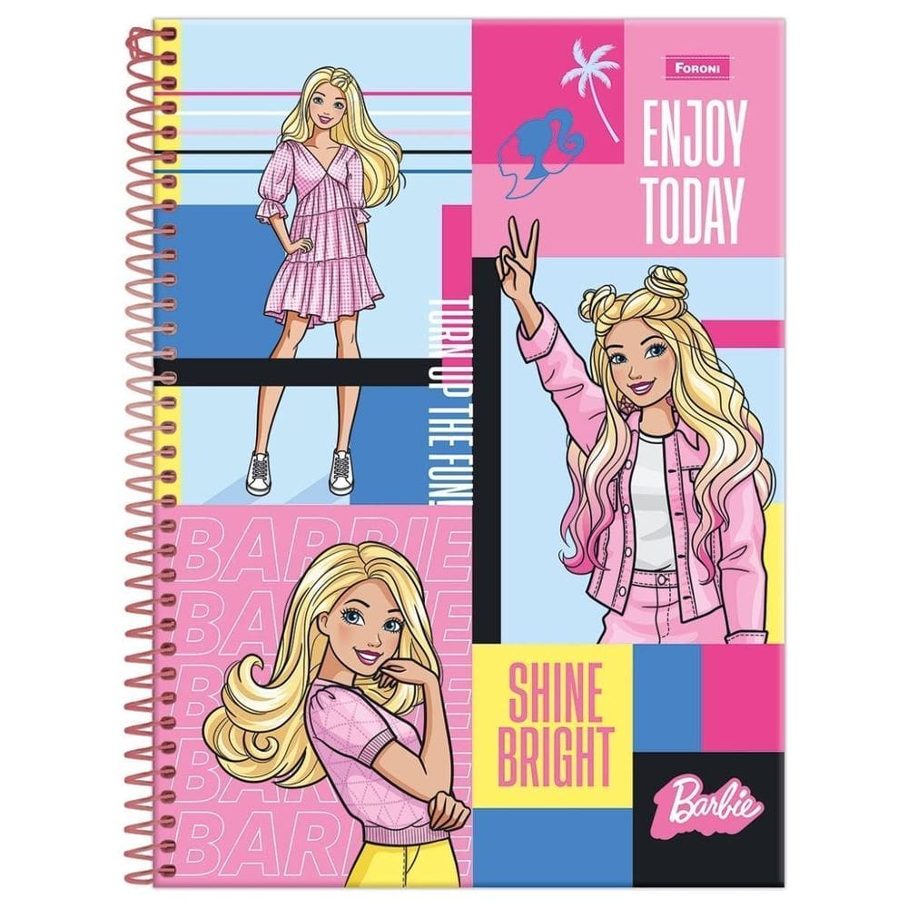Caderno Barbie Capa Dura Espiral 1 Matéria 80 Folhas Escolar