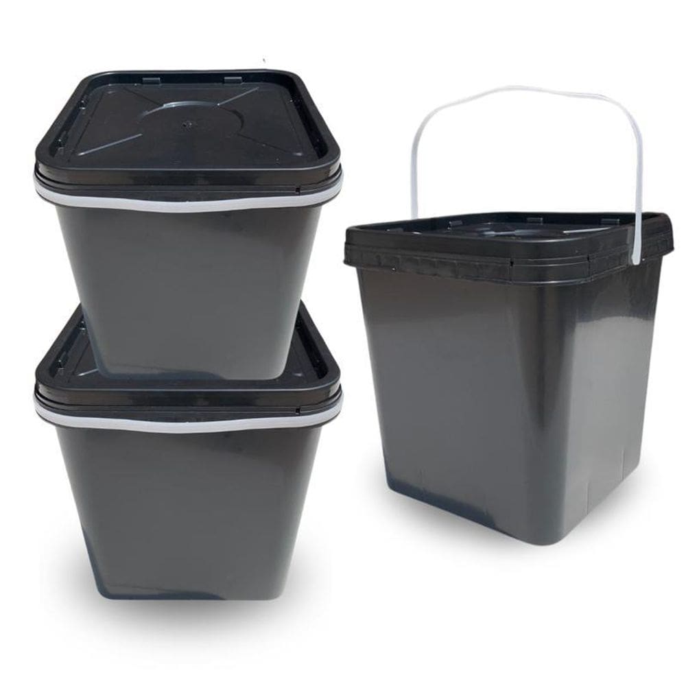 Balde Quadrado 16L Para Agua Com Tampa 02 Pçs