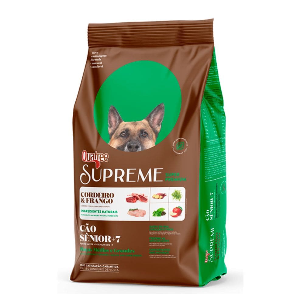 Ração Quatree Supreme Cães Sênior +7 Raças Médias e Grande Cordeiro e Frango - 15kg