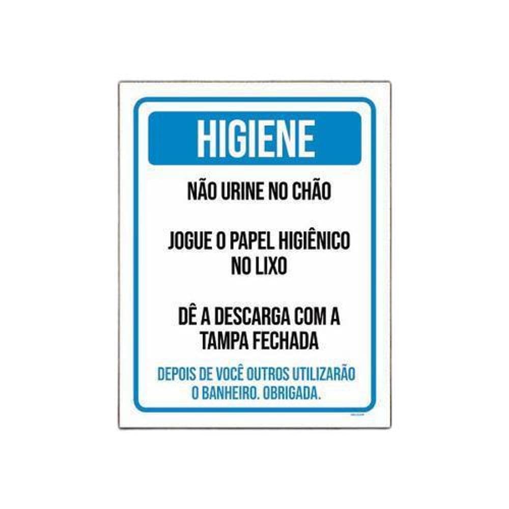 Placa De Sinalização - Higiene Não Urine No Chão 27X35