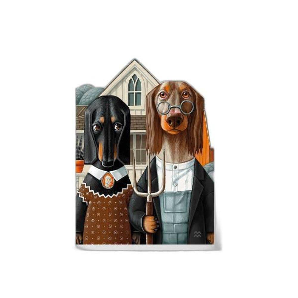 Quadro Senhor E Senhora Dachshund 33X24Cm Moldura Branca