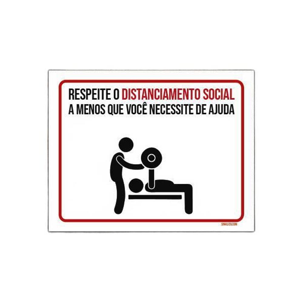 Placa Higiene Distanciamento Social Academia 27X35