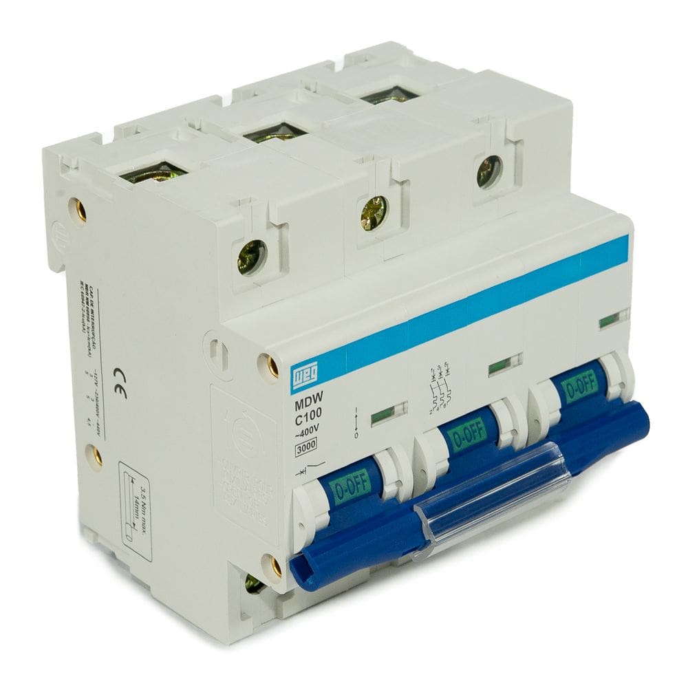 Mini Disjuntor Tripolar MDWC1003 100A Curva C 5KA WEG