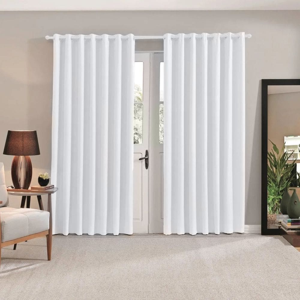 Cortina Blackout Tecido 100% Corta Luz Comfort 5,40m x 2,50m - Branco Bella Janela
