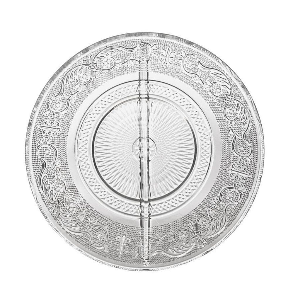 Prato Emily 21,4X3,5Cm Vidro Com 2 Divisórias