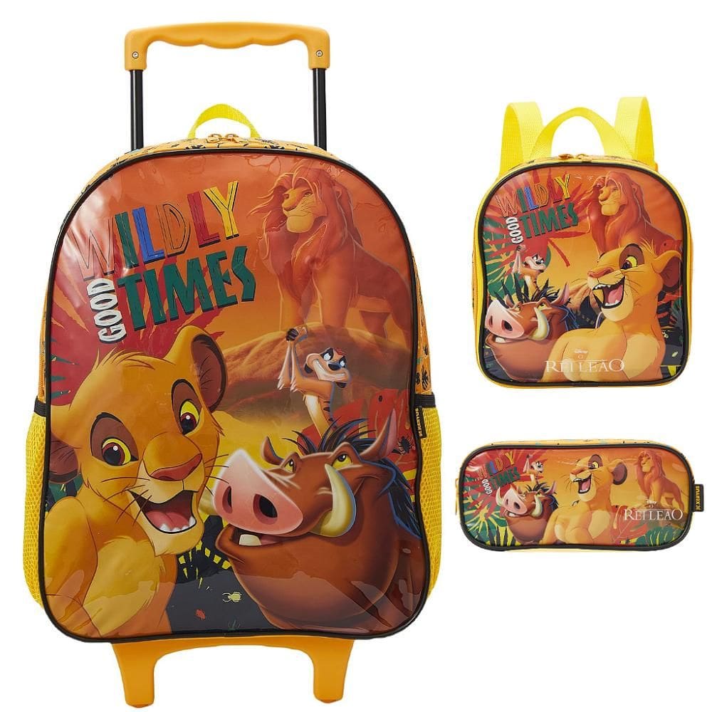 Kit Mochila Lancheira Estojo Xeryus Rei Leão X Colorido