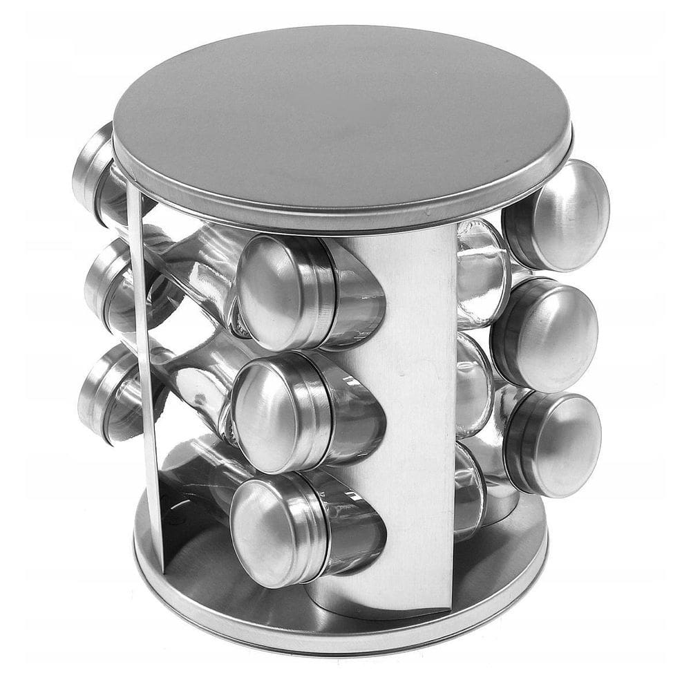 Porta Temperos Vidro Giratório Tampa Inox Conjunto