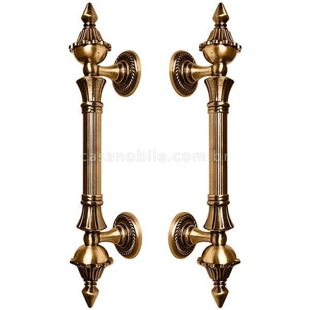 Puxador Duplo Classic 280Mm Ouro Velho Porta Pivotante