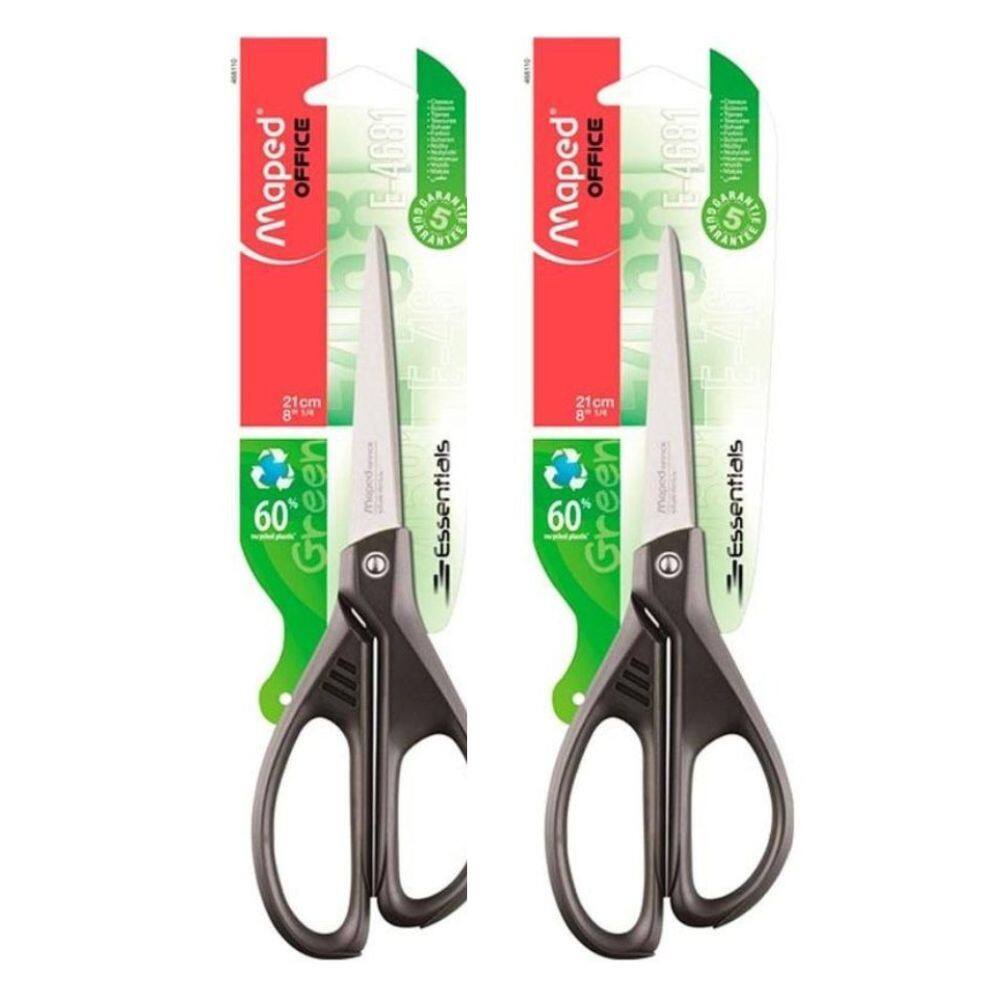 Kit 02 Tesouras Multiuso Essentials Green 21cm Preta Office - Maped