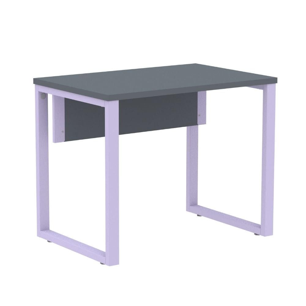Mesa Escritório P25 TUB Pandin 90 cm (Larg) Tampo MDP Grafito Pé Aço Tubular Lilás