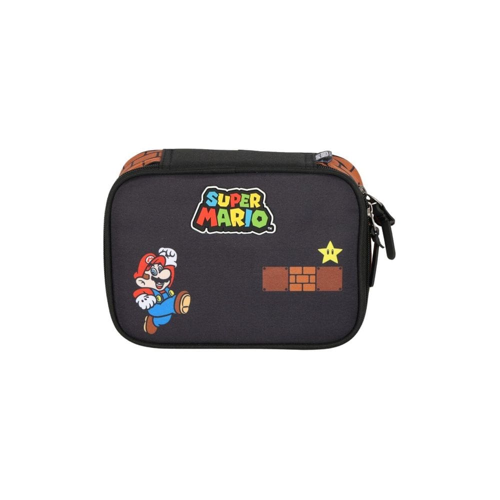 Estojo Escolar Box Quadrado Super Mario - Marrom