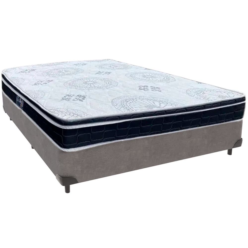 Cama Box e Colchão Orthosono D33 Com Pillow Top Casal Anjos