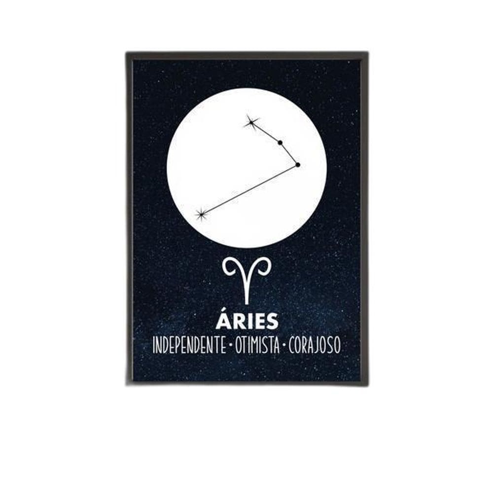Quadro Decorativo Coleção Signos Áries Moldura Preta 24X18Cm