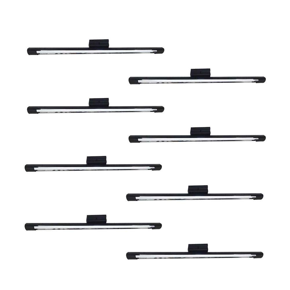Luminaria Tubular Sobrepor 120Cm Com Lâmpada Led 1X18w 6500K(Branco Frio)Preto Kit8