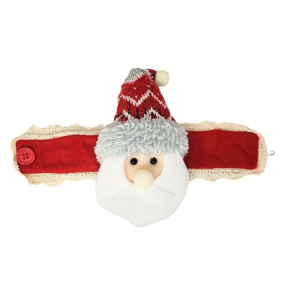 Prendedor de Cortina Papai Noel Pelúcia Prime Vermelho e Branco Renda Bege - Master Christmas