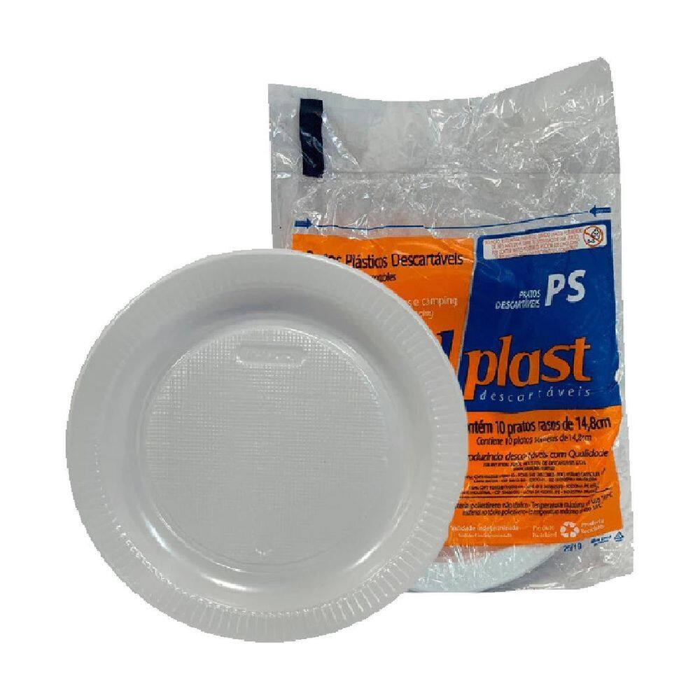 Prato Descartável Sobremesa Raso 15Cm C/100 Cor Branco Bolo