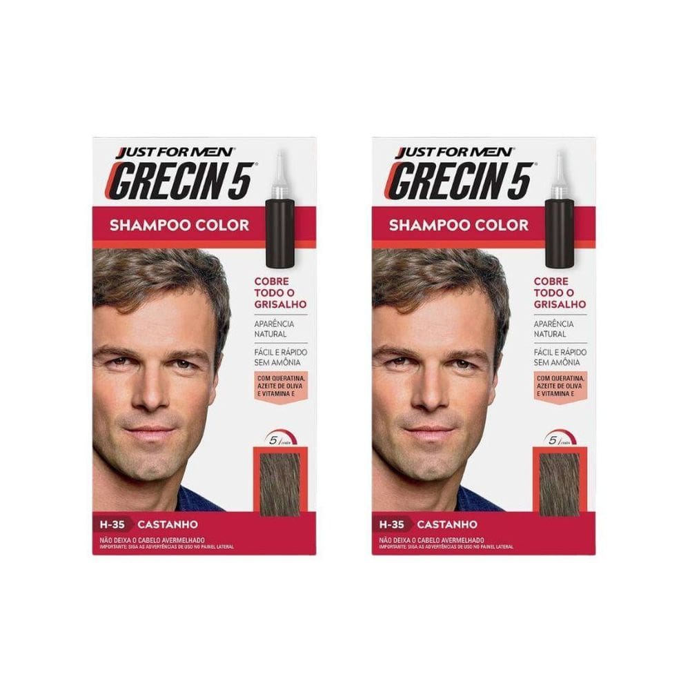 Grecin 5 Shampoo Tonalizante Castanho - Kit Com 2Un