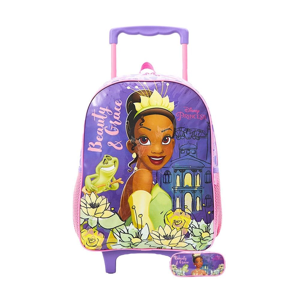 Kit Escolar Mochila Rodinha + Estojo Princesa Tiana