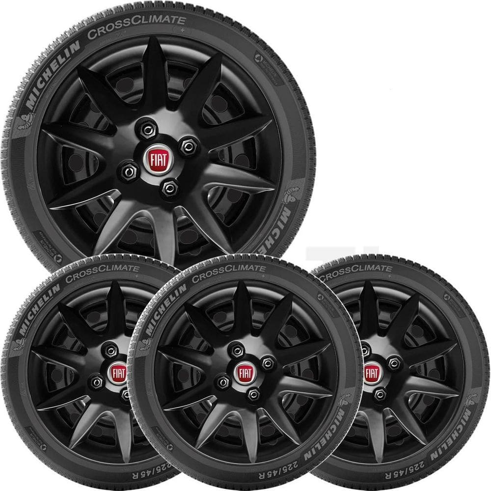 4X Calota Fiat Siena 2012 Aro 14 Preto Com Emblema 096Cb